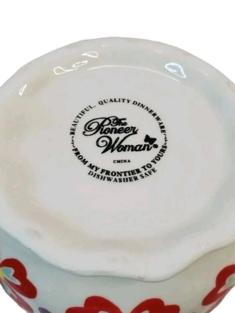 Pioneer Woman White Red Blue Floral Sugar Bowl w/ Lid Farmhouse Crock 5